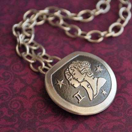 Gemini the Twins Zodiac Pendant in Sterling Silver
